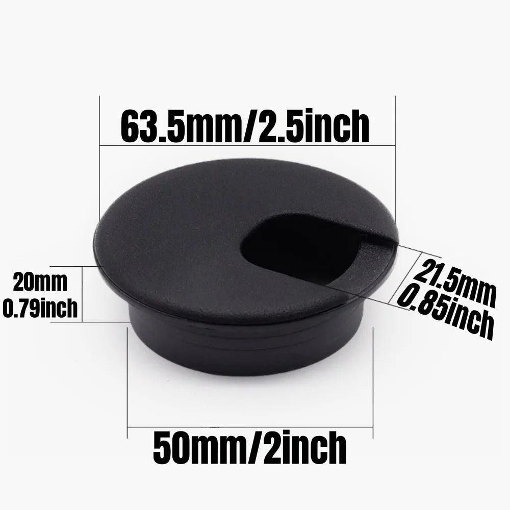 Plastic Wire Hole Cover 1.5/2/2.5 Inch Table Outlet Cable Passing Threading Box Cover Round Office Furniture Desk Organizer Qme Black 2 Inch