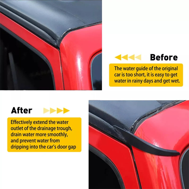 1Pair Car Rain Gutter Extensions Roof Water Guard Diversion Channel Qme