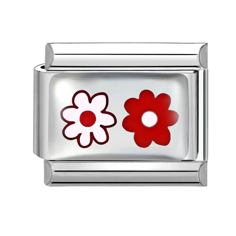 New Y2K Red Series Colorful Love Heart Gift Sun Star Italian Charm Link fit 9mm Stainless Steel Jewelry DIY Making Bracelet Gift Qme Style 22