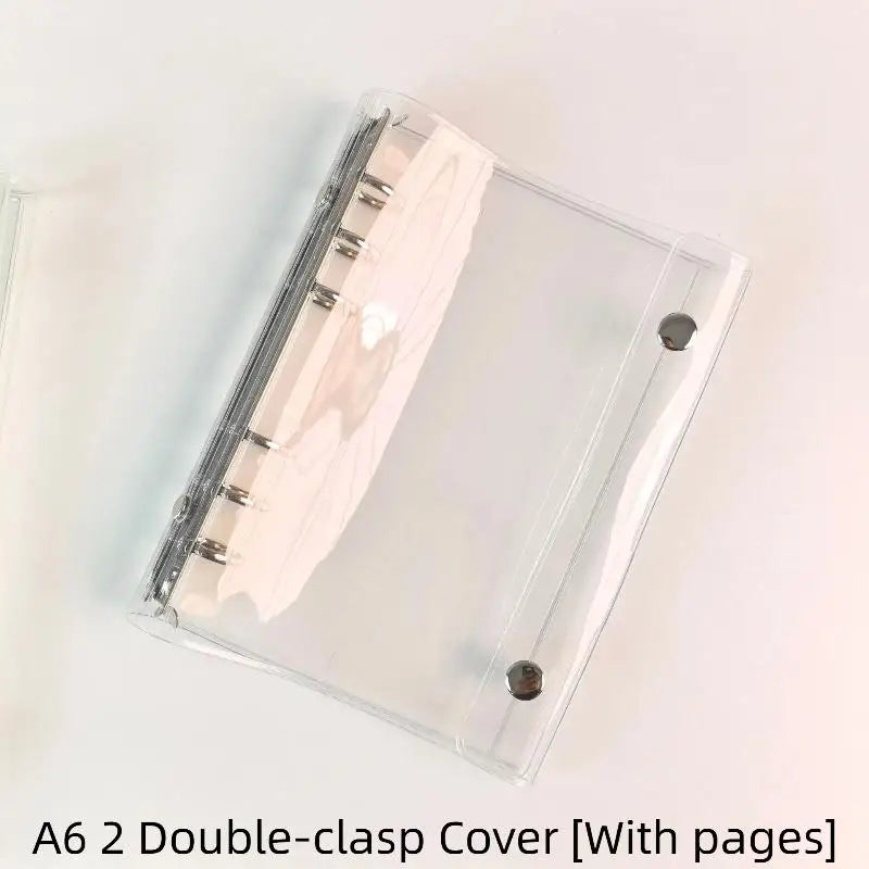 Clear PVC Ring Binder Waterproof Snap Closure Transparent File School Qme 2 A6