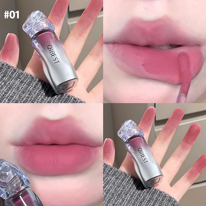 QIBEST Matte Velvet Nude Lip Mud Natural Long-Lasting Highly Pigmented Liquid Lipstick Portable Finish Lipgloss Tint Cosmetics Qme 01