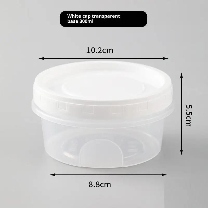 4Pcs Round Food Fresh Keeping Box Kitchen Refrigerator Storage Container Fruits Snacks Sealed Jar Microwave Heating Food Storage Qme 300ML White