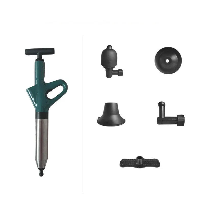 Stainless Steel Toilet Pipe Dredger Pneumatic Household High-pressure Dredging Tool Set Thickened Wall Cylinder Sturdy And Safe Qme green