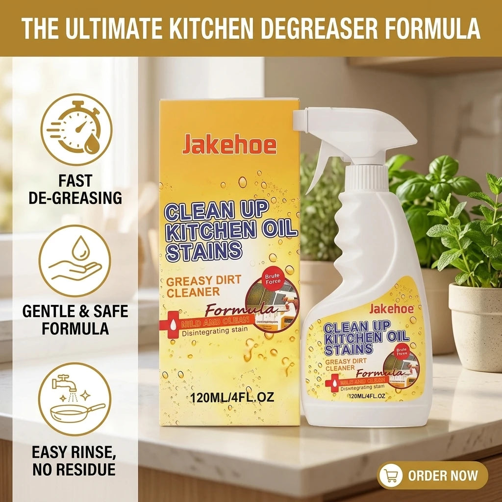 Kitchen Grease Stain Remover Spray Dissolve Caked Cooking Grease Remove Food Residue Fast-Acting Multi-surface Gentle Degreaser Qme