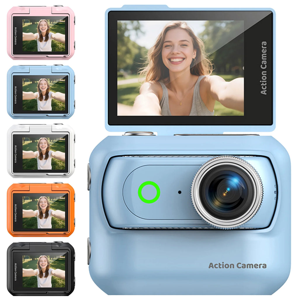 Compact Panoramic Action Camera Anti-Shake Portable Outdoor Travel Camera With Magnetic Neck Strap for Vlog Recording & Selfie Qme