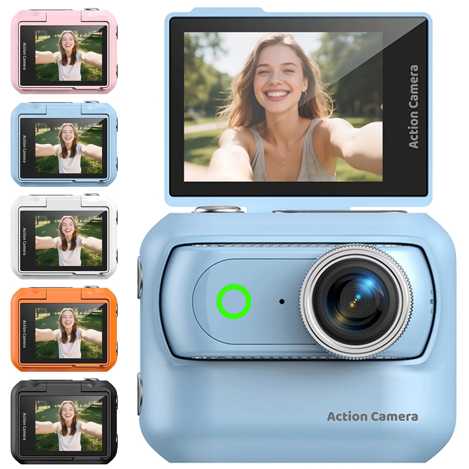 Compact Panoramic Action Camera Anti-Shake Portable Outdoor Travel Camera With Magnetic Neck Strap for Vlog Recording & Selfie Qme