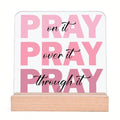 Reflect Pray Acrylic Table Plaque Wood Stand Motivational Room Qme 1pc