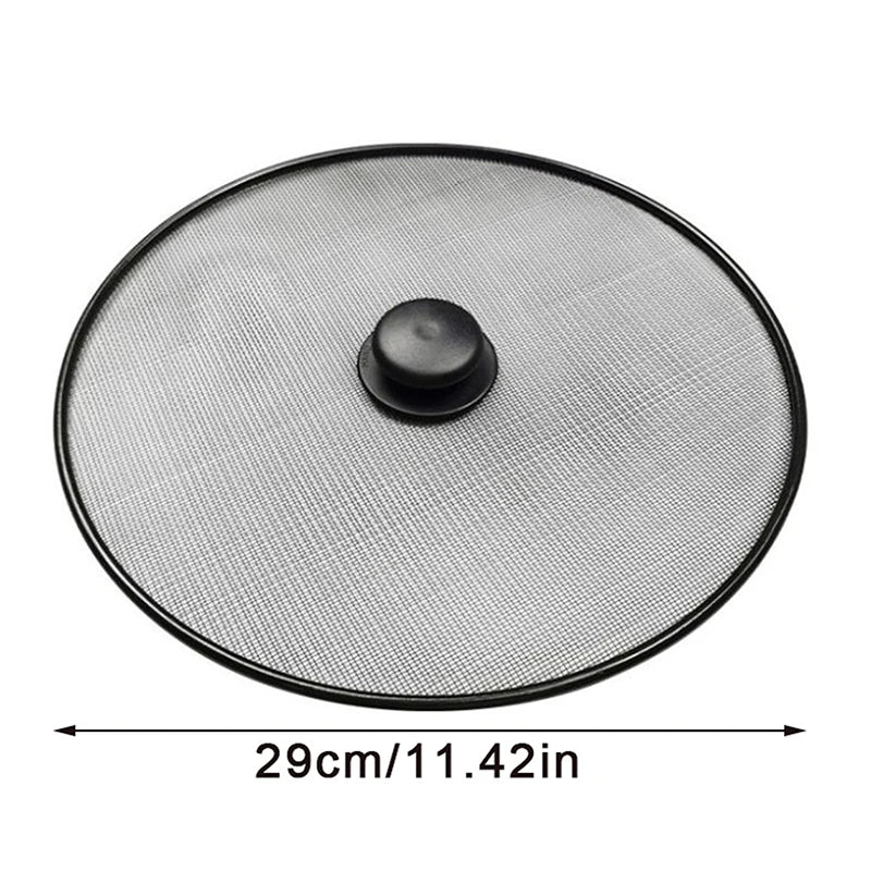 Black Splatter Screen Anti Grease Frying Pan Oil Splash Guard Lid Fine Mesh Splash Guard Cover Lid Kitchen Tools Qme 29cm