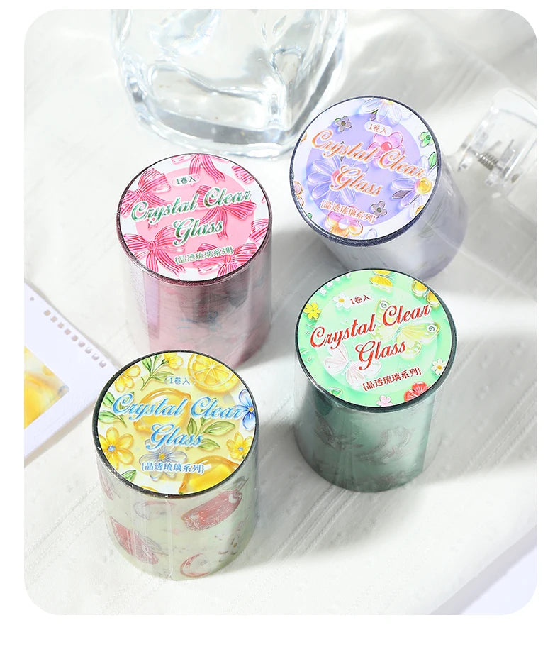 Transparent Glass Pattern Washi Tape, Decorative Background Tape for Journal Collage, Ideal for Holiday and Birthday Gifts Qme ALL
