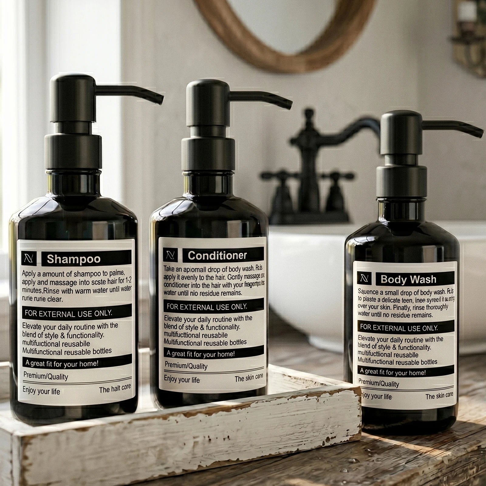 Bathroom Dispenser Bottles for Shampoo Conditioner Body Wash Refillable Pump Bottles for Home Hotel Spa Bathroom Shower Dispense Qme