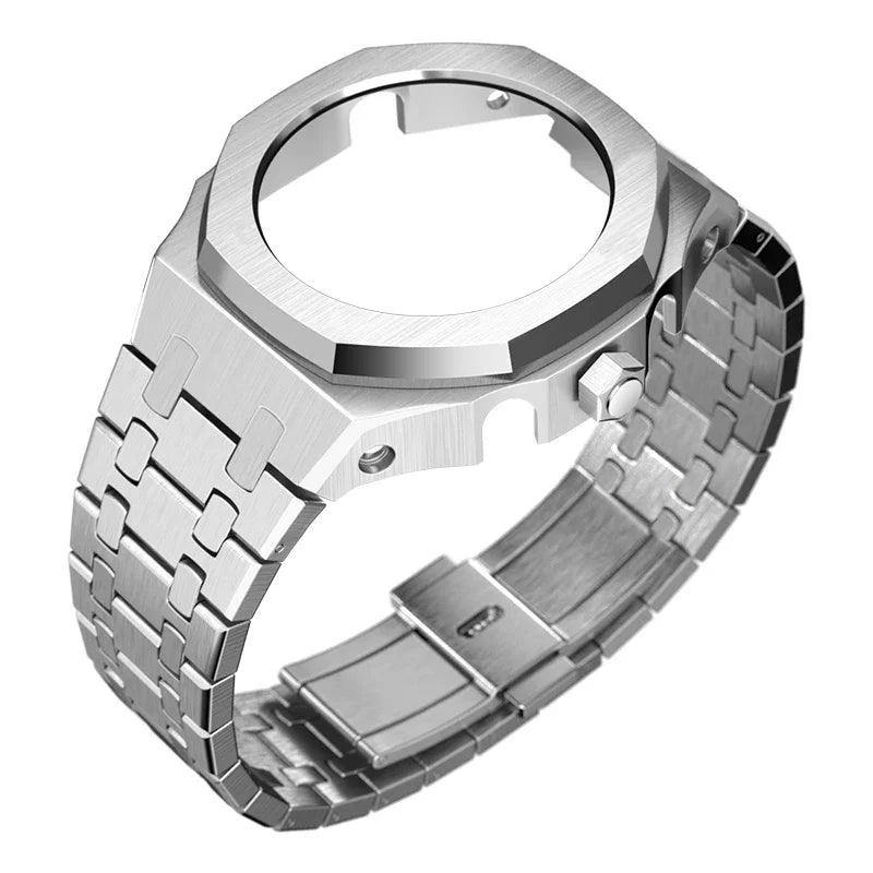 GEN5 GEN4 Modification GA2100 Metal Bezel for Casioak GMAS2100 Mod Kit 4th 3rd Generation Steel Watch Case Strap GA2110 GAB2100 Qme silver For GMA-S2100