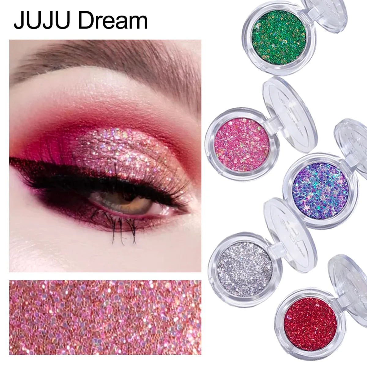 Monochrome Glitter Eyeshadow Mermaid Shimmer Compact Portable Qme