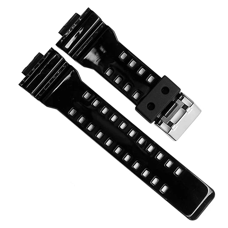 T 16MM Rubber Resin Watch Strap Waterproof Replacement Band for Casio G-Shock GA110 GA120 GD120 GA150 GW8900 Qme Light Black