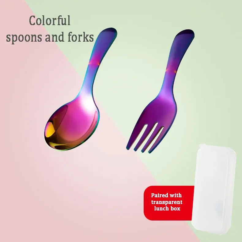 Outdoor Tourism 304 Stainless Steel Portable Tableware, CHILDREN'S Tableware, Dessert Tableware, Spoon and Fork Combination Qme Dazzling colors