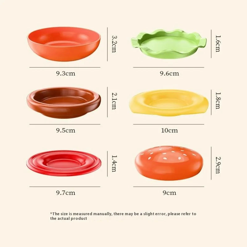 Stackable Hamburger Plate Burger 6 Layers Mini Dinner Value Bone Spit Qme A