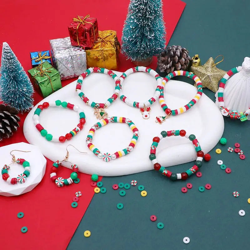 Christmas Bracelet Making Kit Friendship Beads Clay Beads Jewelry&Bracelet Making Kit Charm Bracelet Maker Set Christmas Gift Qme