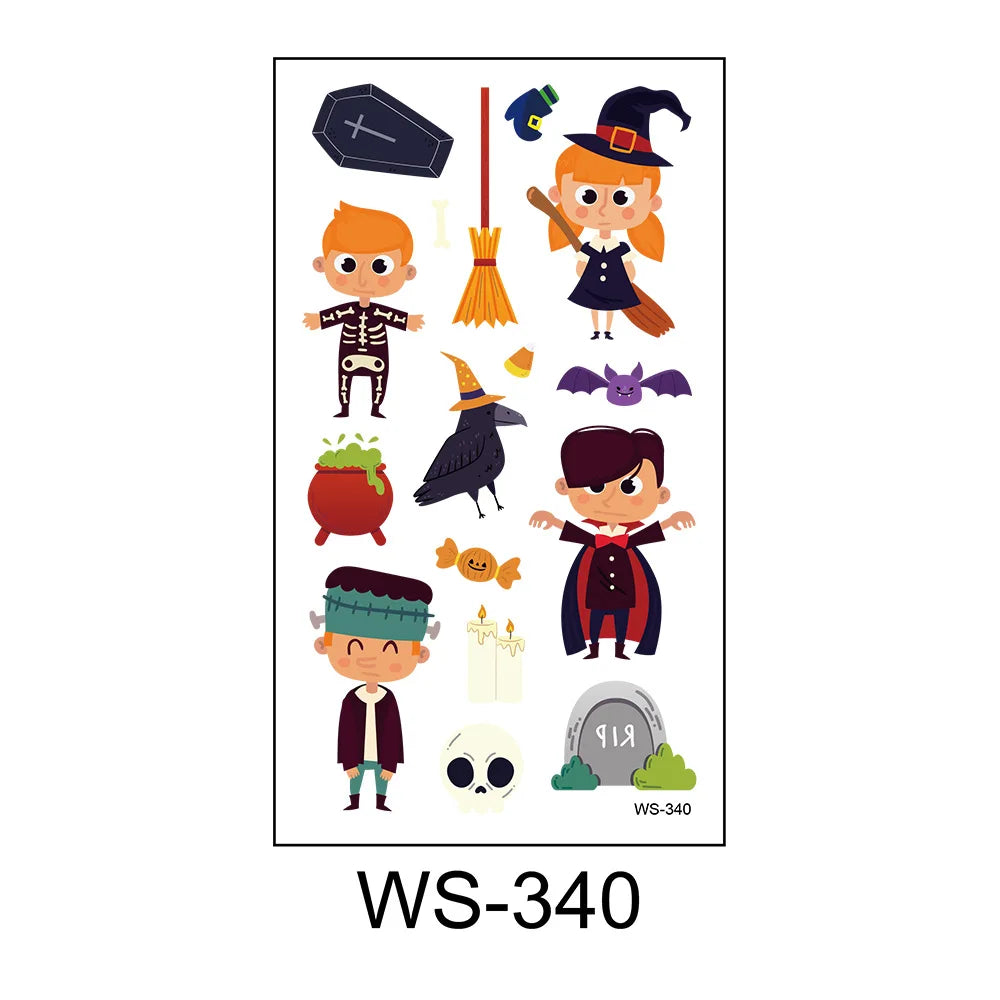 A 10 Sheets Halloween Pumpkins Tattoo Sticker Temporary Fake Tattoo Arm Hands Body Waterdichte Tatouages Pour Kids Toy Gift Qme