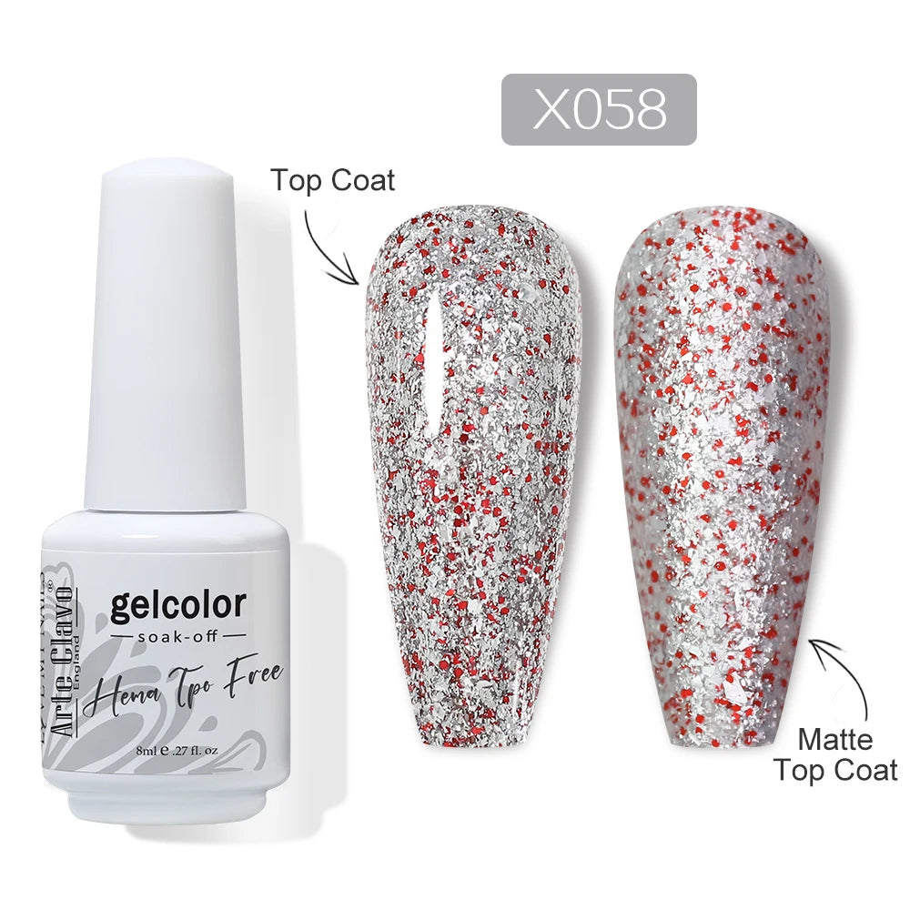 Arte Clavo HEMA Glitter Gel Nail Polish Pink Sliver Gold Sparkling