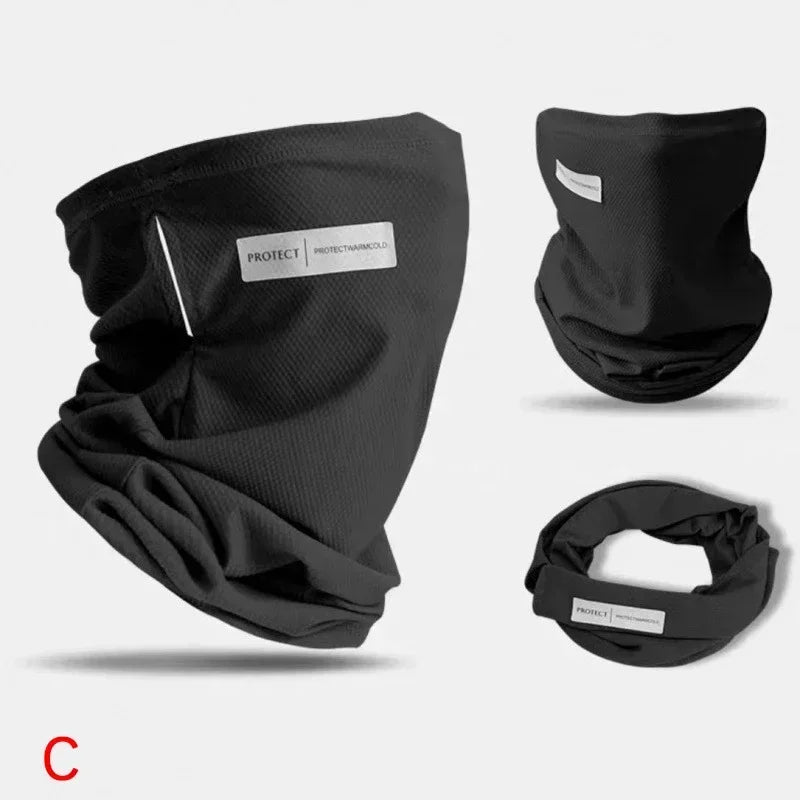 Ice Silk Sunscreen Mask For Men Women Outdoor Cycling Face Cover Solid Color Neck Wrap UV Protection Ear Bandana Scarf Summer Qme Black
