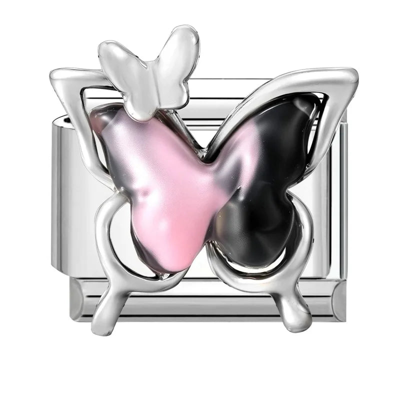 Shiny Colorful Zircon Pendant Series Red Cherry Bow Italian Charm Link Fit 9mm Stainless Steel Bracelet Women Jewelry DIY Making Qme Style 37