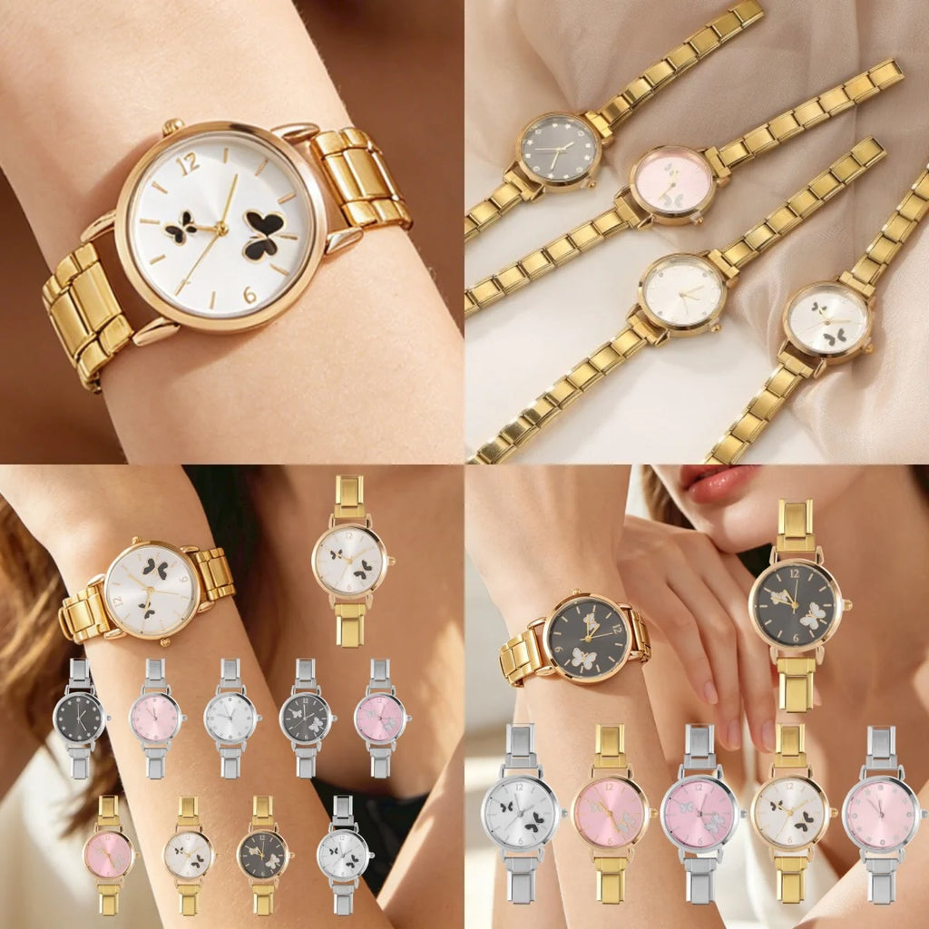 Women's Men High Quality DIY 9MM Width Italian Elastic Charm Stainless Heart Round Zircon Watch Bracelet Bangle For Party Gift Qme