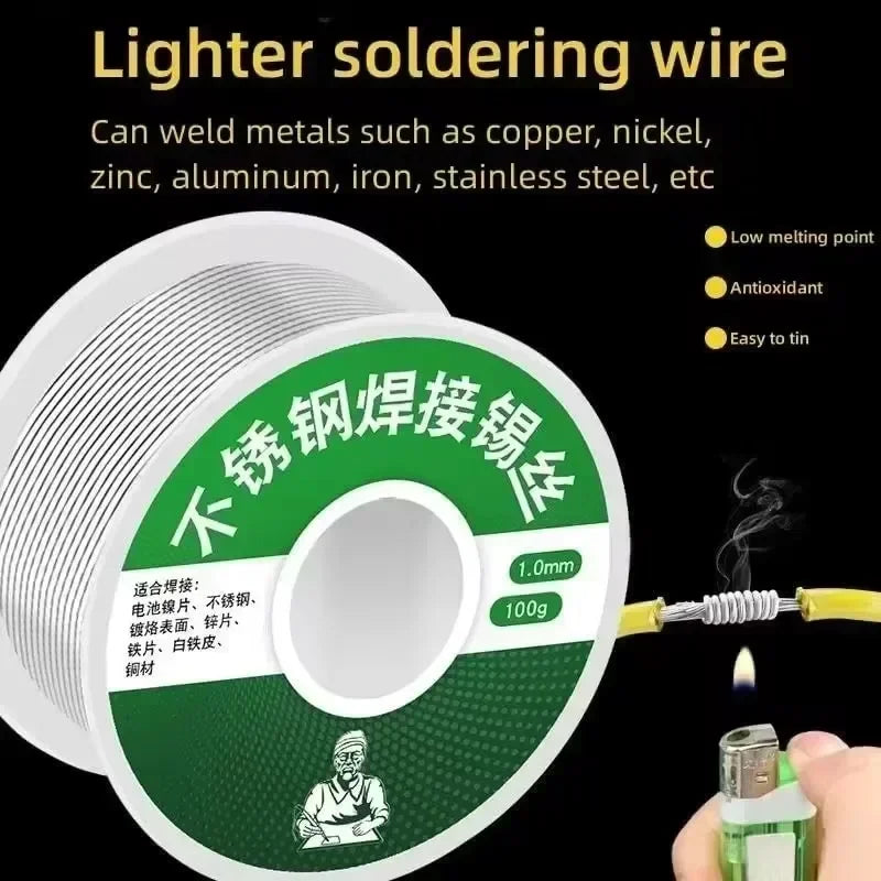 20/100g Low Temperature Easy Melt Solder Wire Universal Silver Welding Rod Cored Weld Wire No Need Solder Powder Soldering Rods Qme