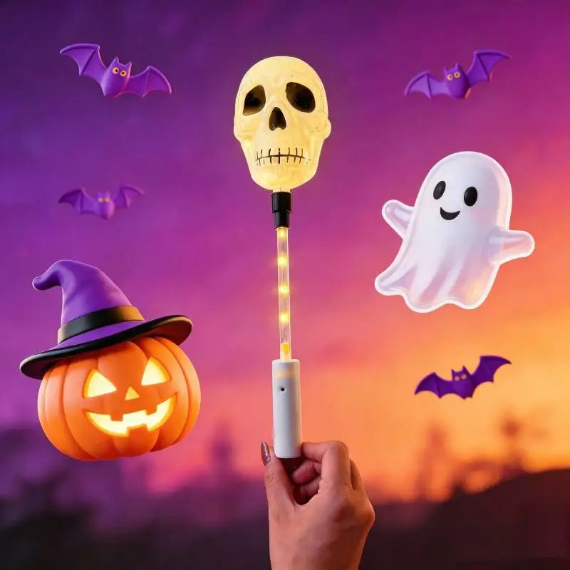 Halloween LED Glow Wands With Cartoon Designs Flashing Lights For Kids Trick Or Treat Halloween Party Favors Qme A1
