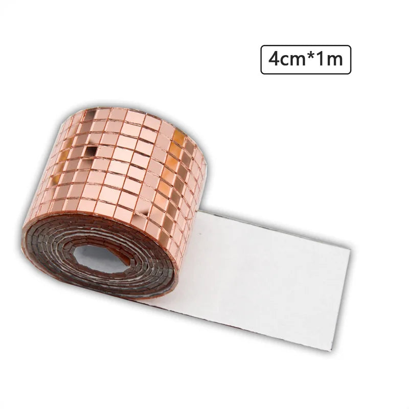 Disco Ball DIY Glass Mirror Stickers Wall Stickers Self-adhesive Home Wall Decor Qme Rose Gold