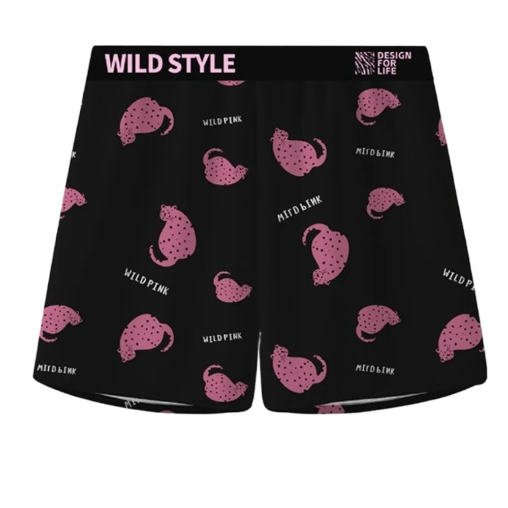 Loose Leopard Beach Shorts High Waist Underpants Men's Sleep Bottoms Sweatshorts Pajamas Baggy Bloomers Shorts Pants Qme XXL Style B