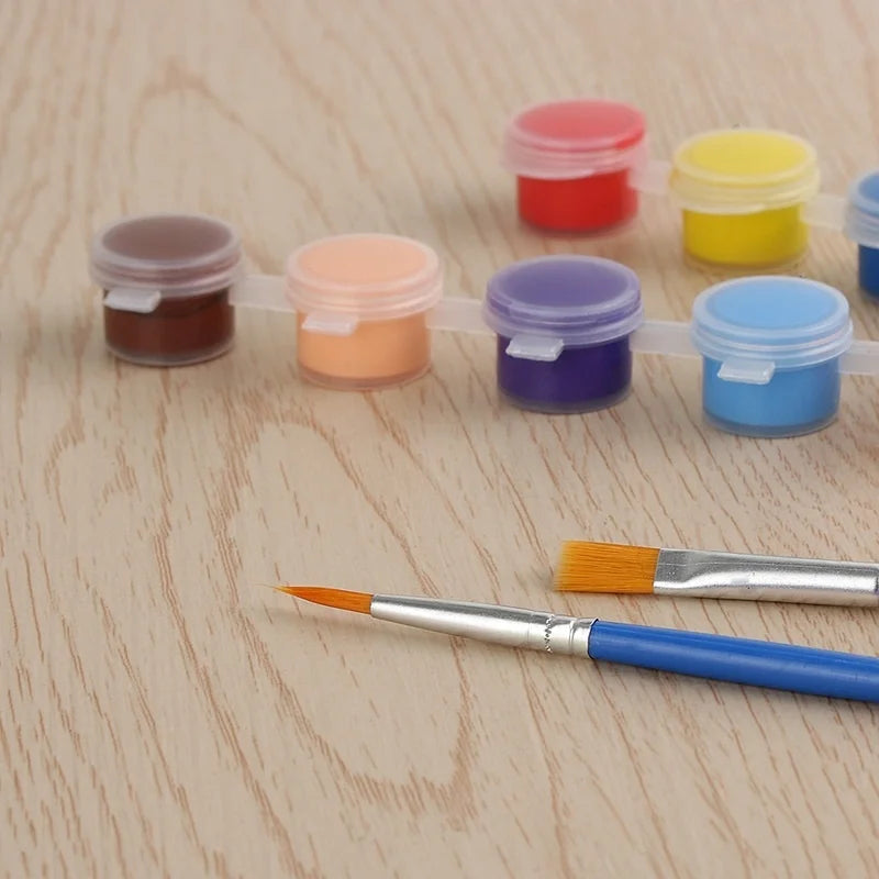 12 Color Acrylic Paint Set 6Grid Graffiti Paint With Drawing Pen DIY Paint Gypsum Doll Acrylic Paint Student Drawing Stationery Qme