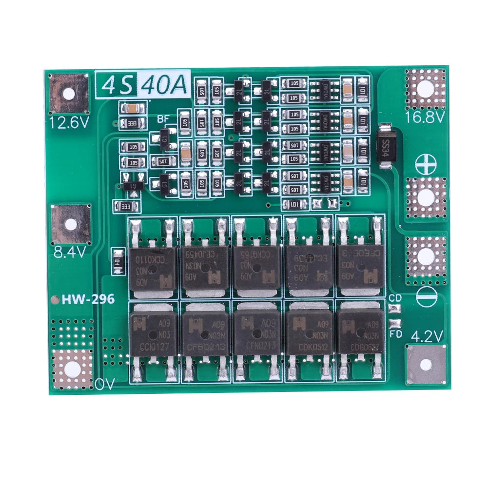 2S 3S 4S 20A 40A 60A Li-ion Lithium Battery Charger Protection Board 18650 BMS Drill Motor 11.1V 12V/14V 16.8V Enhance/Balance Qme 4S 40A Enhance