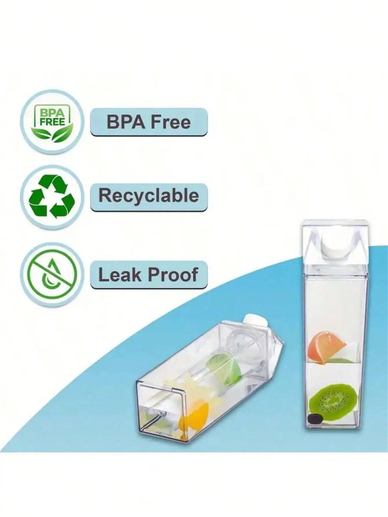 Large Capacity Milk Box Shaped Water Bottle Transparent Square Qme