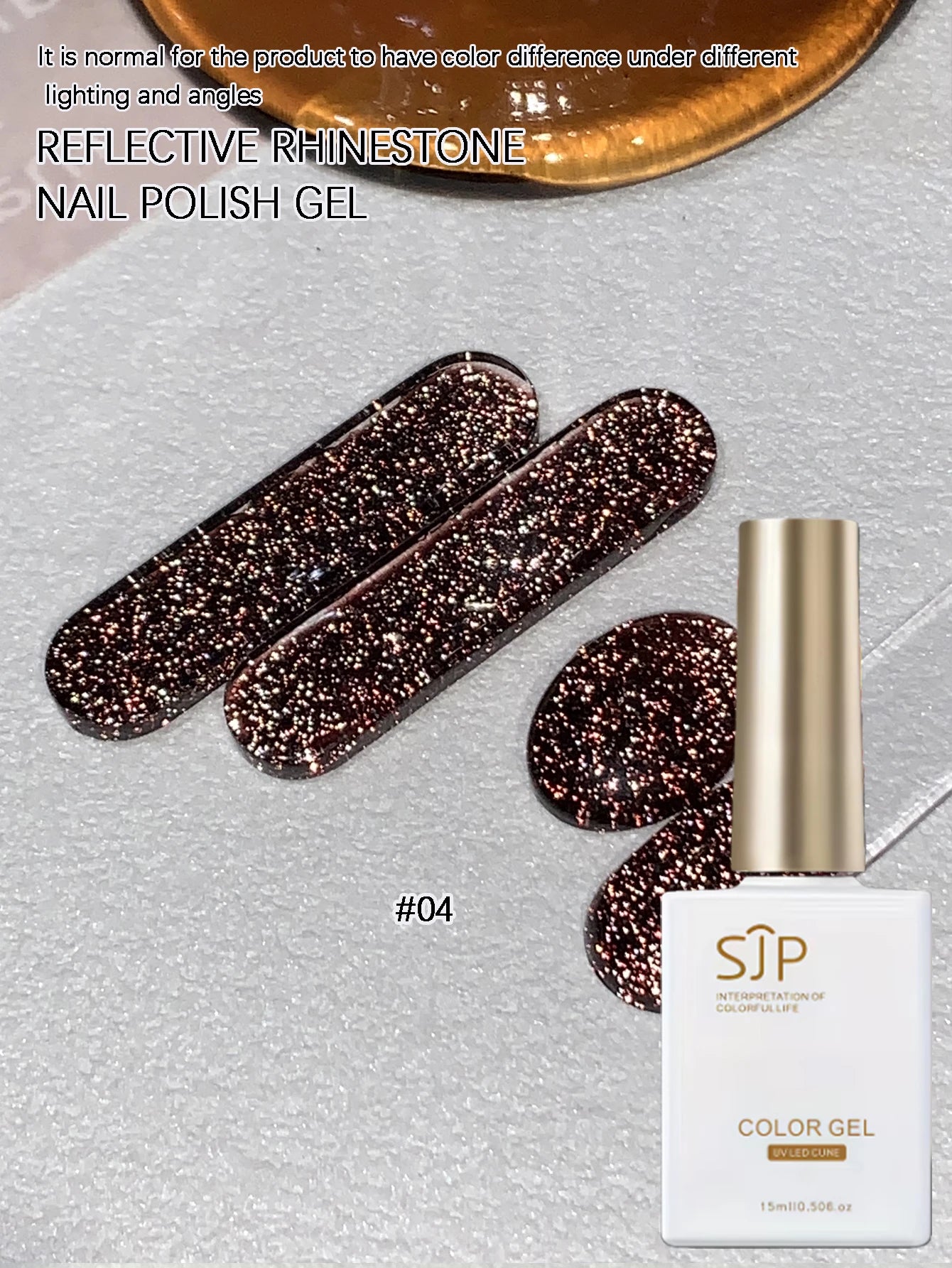Reflective Clubbing Rhinestone Gel UV Nail Polish Silver Burgundy Qme 04