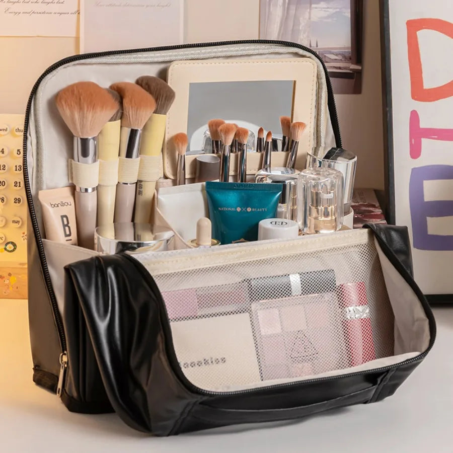 Travel Makeup Bag Women Large Capacity Waterproof Cosmetic Organizer Qme