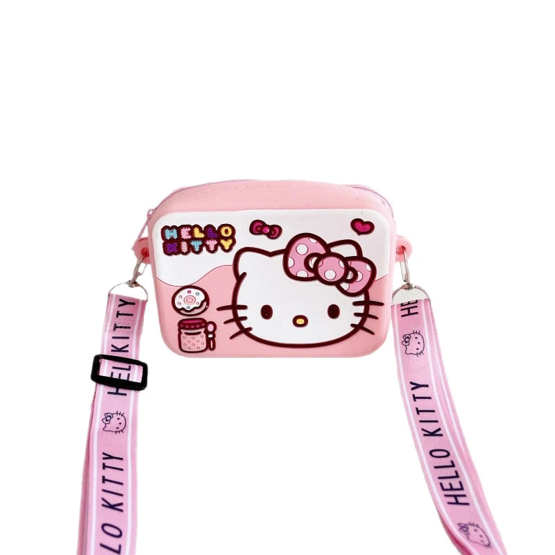 Hello Kitty Cartoon Coin Purse Cute, Instagram-Style Fashion Bag for Students Silicone Key Crossbody Bag Qme