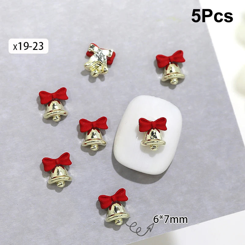 Christmas Alloy Nail Accessories Mini Colored Bow Bell Rhinestones Qme x19 23