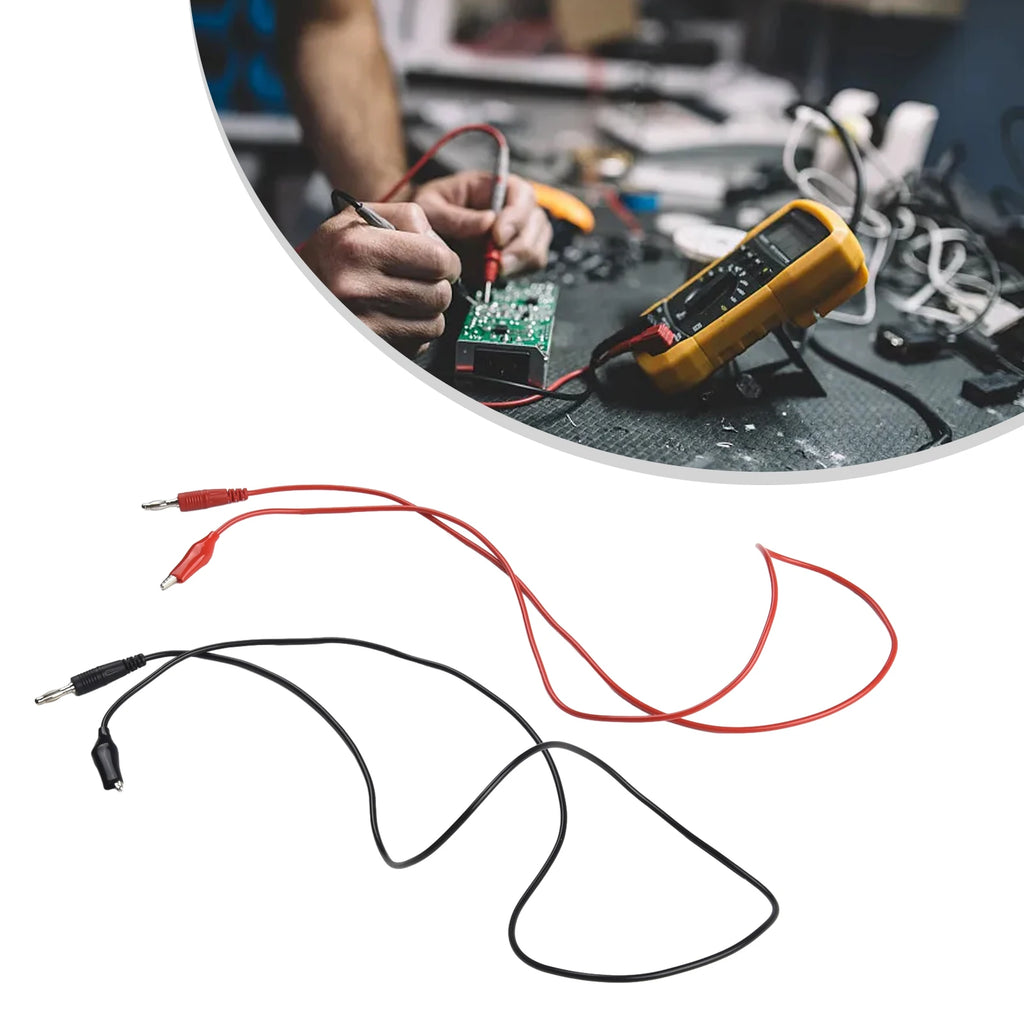 Multimeter Test-Leads Cable Line Wire 4mm Banana-Plug To Crocodile Clamp Soft Test Lead Double Stitch Alligator Test-Leads Clips Qme