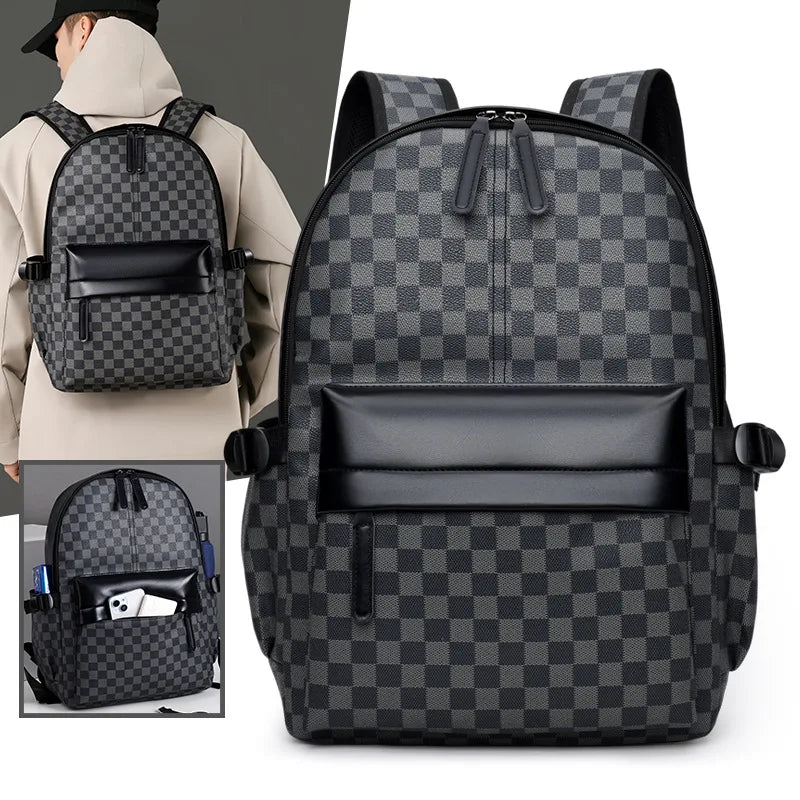 Business Trend Plaid Backpack Versatile Casual Men's Commuter Qme