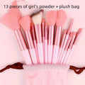 13pcs Professional Makeup Brush Set Soft Fluffy Cosmetic Brushes for Foundation Powder Eyeshadow Blending Beauty Tools Qme 13pcs pink bag