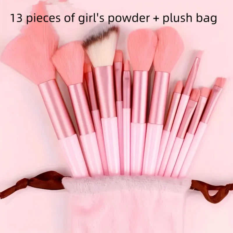 13pcs Professional Makeup Brush Set Soft Fluffy Cosmetic Brushes for Foundation Powder Eyeshadow Blending Beauty Tools Qme 13pcs pink bag