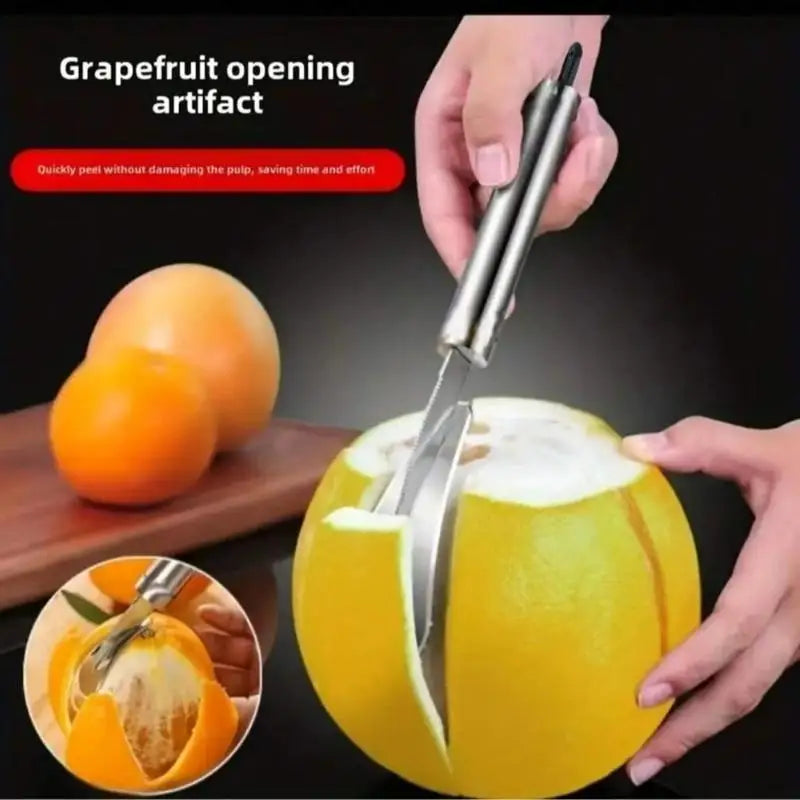 Stainless Steel Orange Peeler Curved Handle Creative Cutlery Kitchen Qme