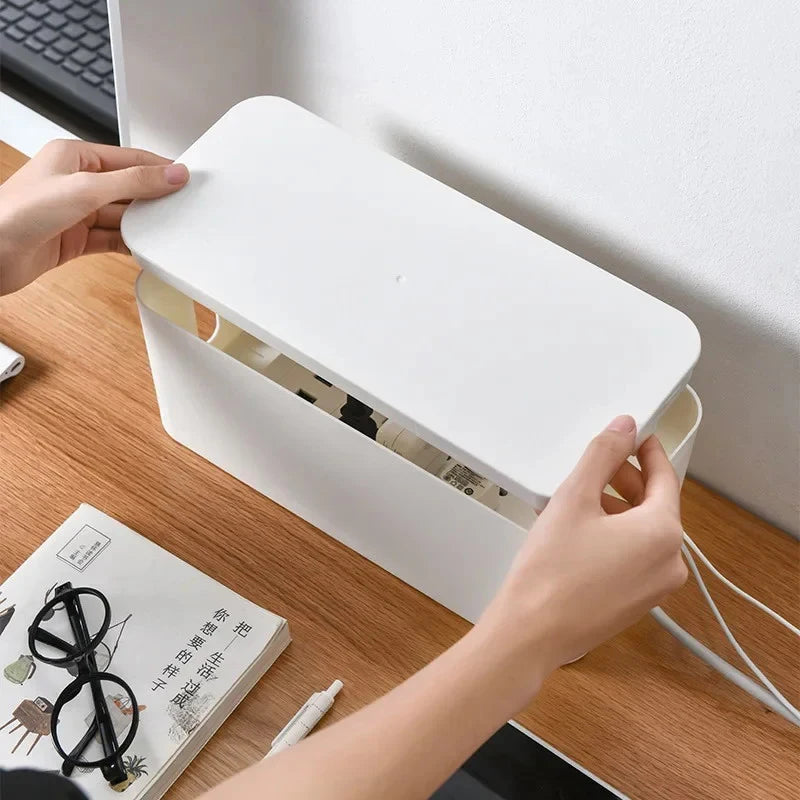 Dust Charger Socket Organizer Network Bin Cable Storage Box Power Qme