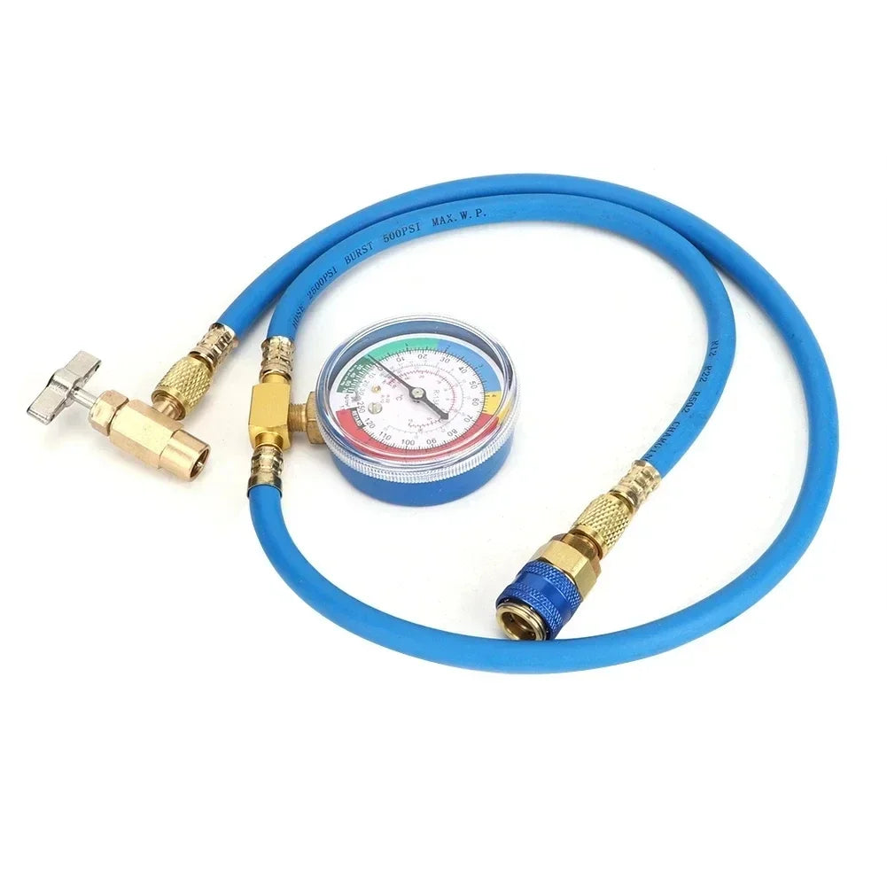 Refrigerant Charging Hose R134A with Gauge Automotive AC Refill Kit Compatible Gas Pressure Measuring Tool for Car Air Repair Qme Default Title