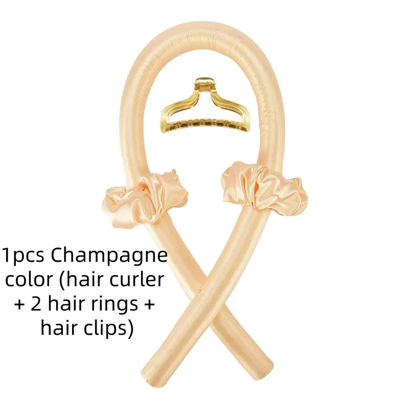 1/3/5pcs mix Woman Foam Heatless Curling Rod Headband Make Hair Soft Shiny Hair Curler Iron Hairdressing Big Wave Curling Qme 1pcs champagne