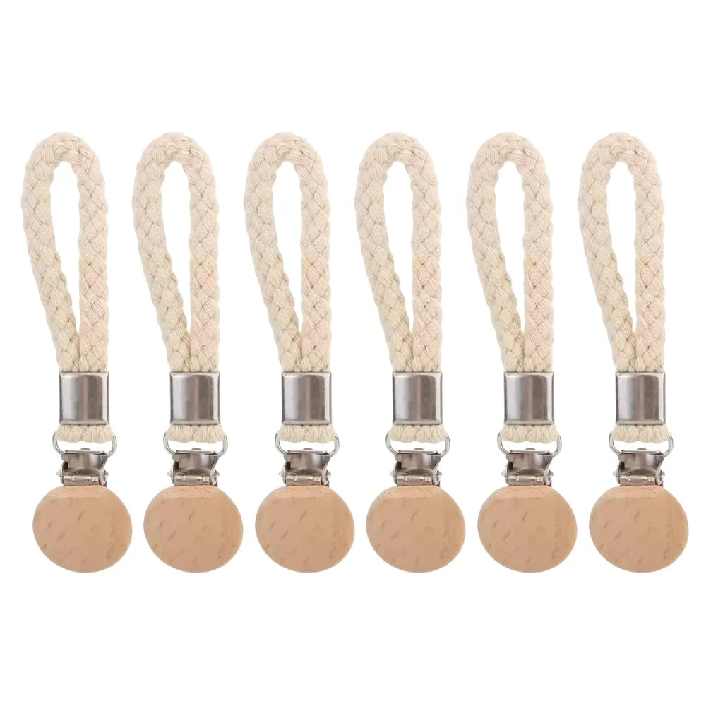 1-8PCS Towel Hanging Clips woven Cotton rope Bathroom wood round head Metal Hanging Clips For Home Towel Clothes Storage Hook Qme 6pcs Beige