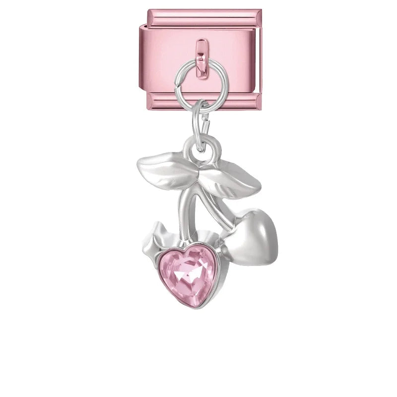 Wholesale Butterfly Bow Stars Love Heart Key Planet Shiny CZ Flower Italian Charms Fit 9mm Stainless Steel Bracelets Jewelrys Qme Style 13