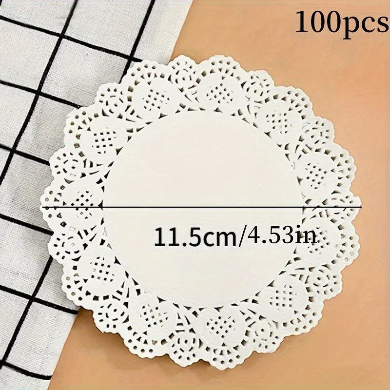 Lace paper pad - Three shapes, highly absorbent, non-sticky, heat-resistant baking paper, suitable for cakes, fried snacks Qme
