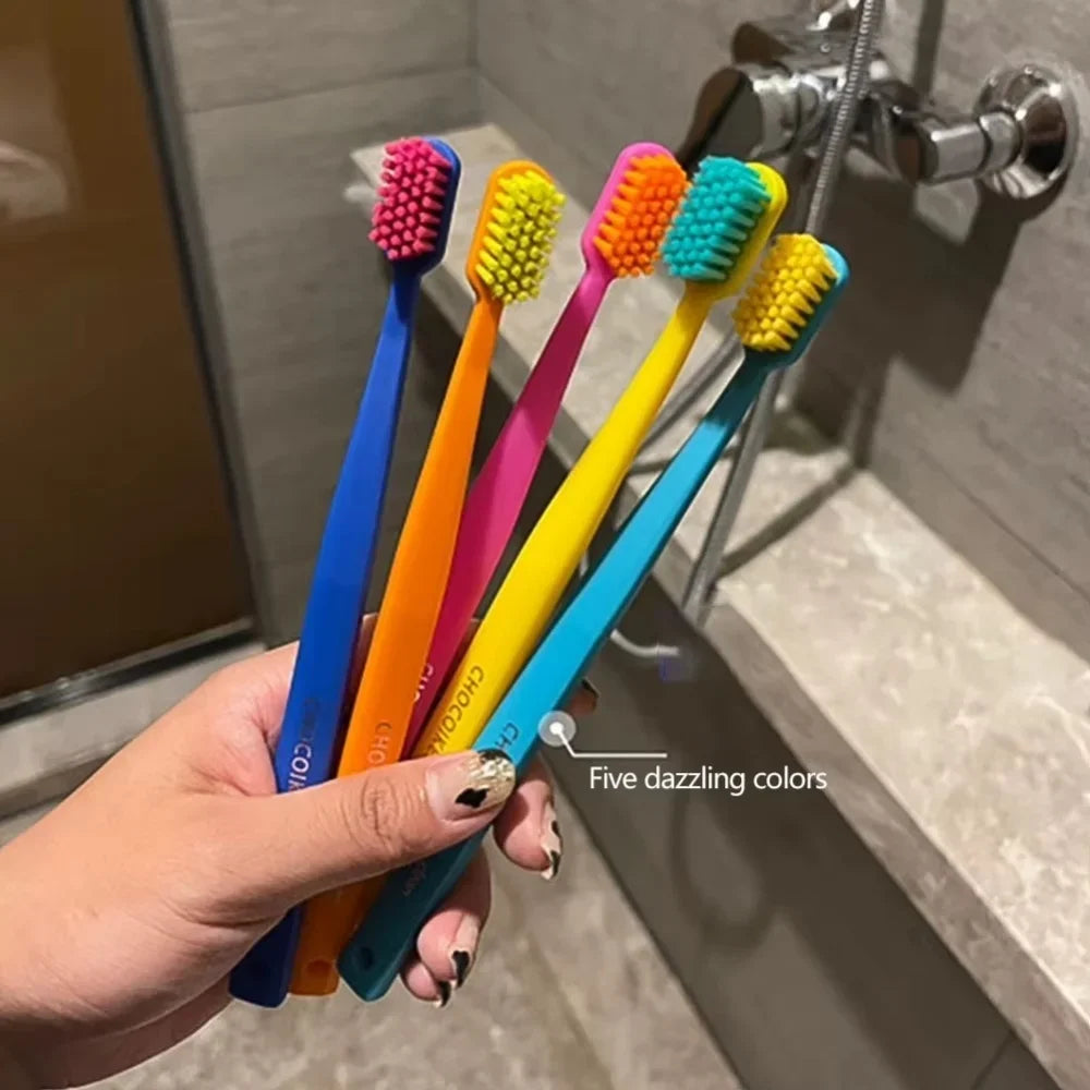 5pcs Ultra Soft Toothbrush Colored Men Women Adult Household Tooth Brush Orthodontic Teeth Brush Oral Hygiene for Sensitive Gum Qme