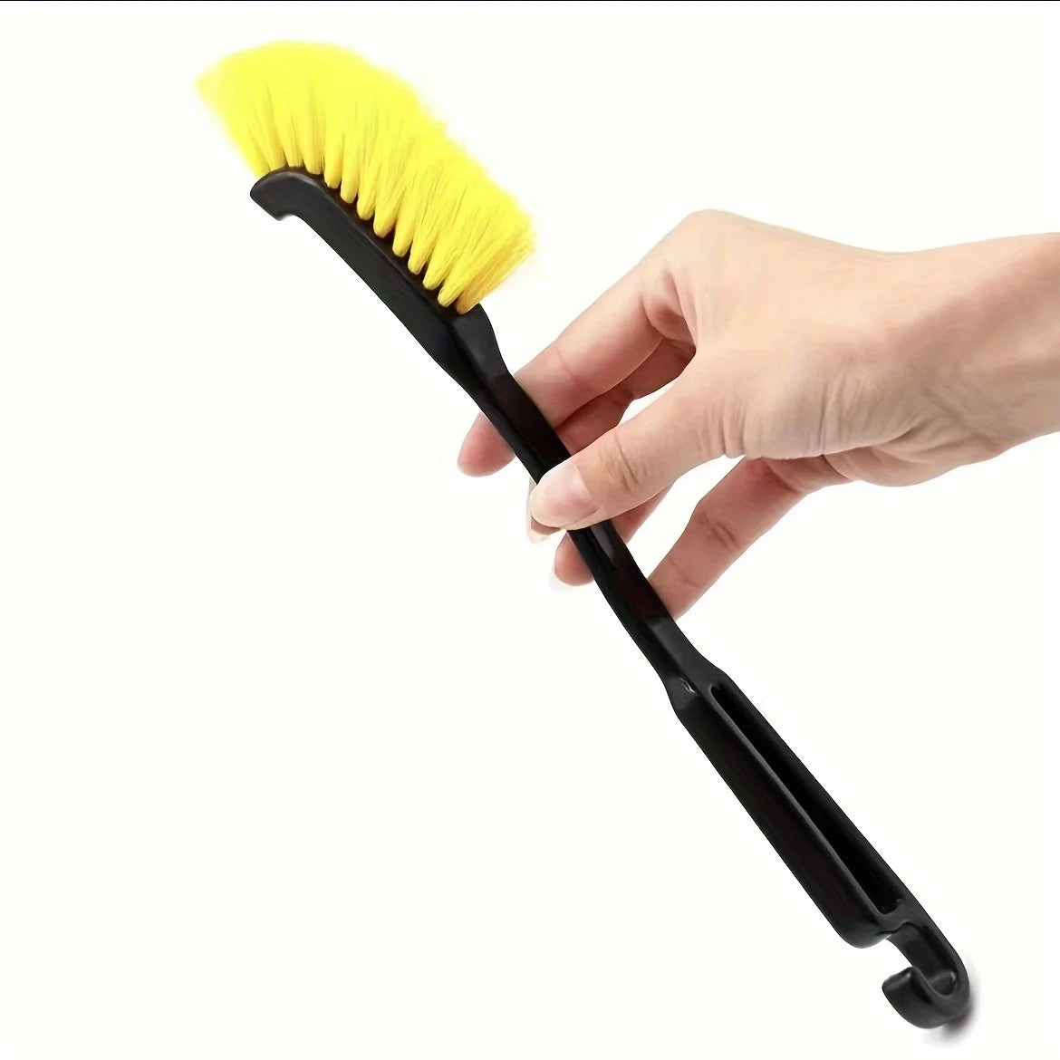 1pc Multi-Use Car Wheel Brush, Yellow Bristle Detailing Brush with Black Handle - Essential Washing Tool for Cleaning Qme Yellow