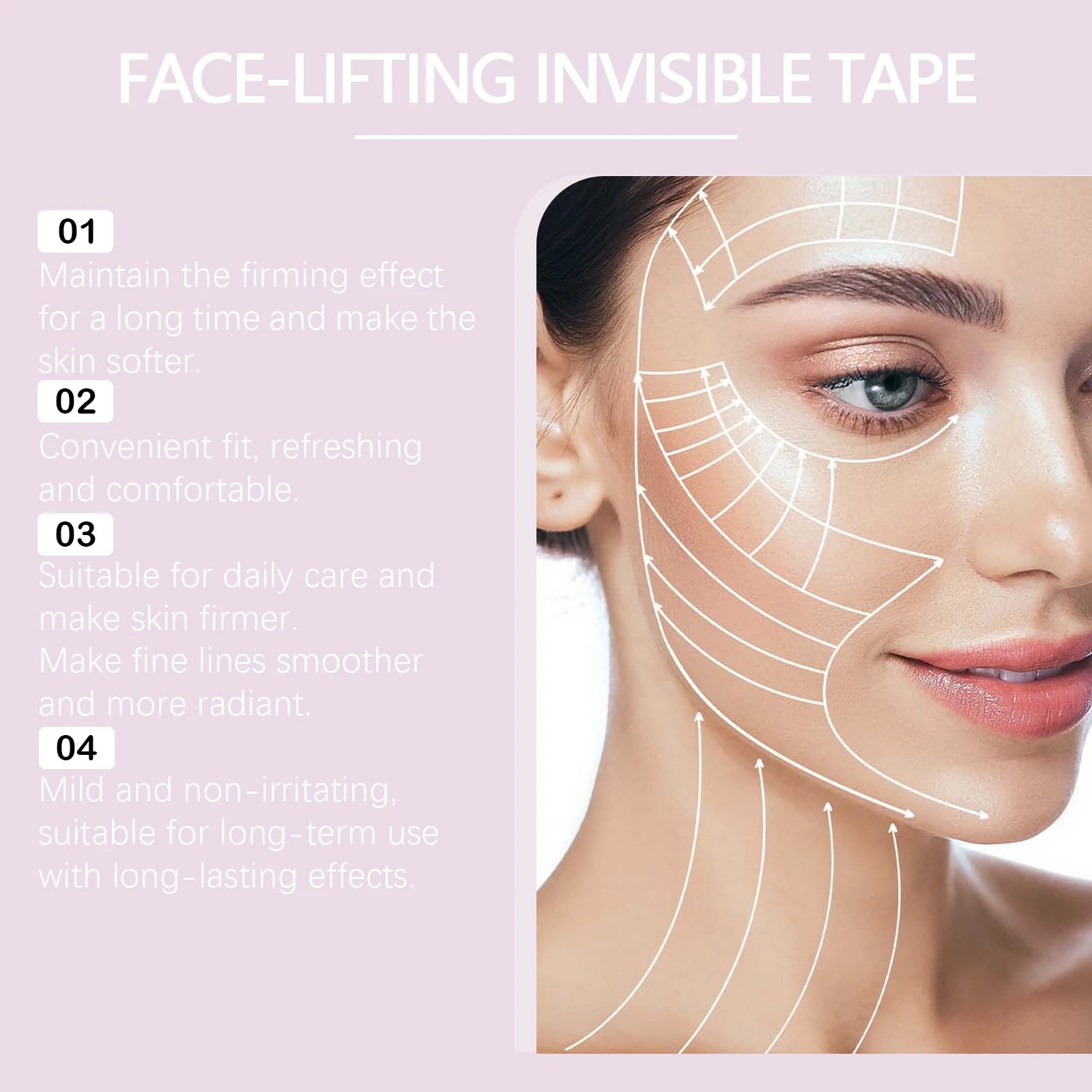 Lifting Face Stickers Invisible Transparent Thin Face Patches Lift Tape V-Shape Chin Patch Facial Shaping Lifting&Tightening Too Qme